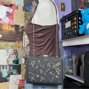 Capsule Black Glitter Zodiac Constellation Box Clutch
